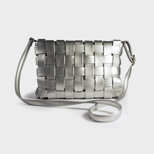 Monroe Woven Clutch/Crossbody - Silver