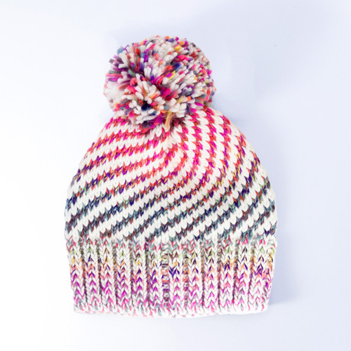 Gradient Rainbow Pom Beanie