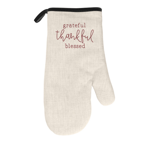 Grateful Thankful Natural/Black Oven Mitt