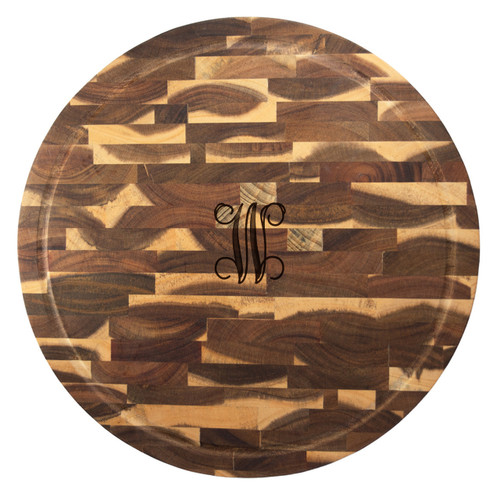 Acacia Round End Grain Board - Engraved Letter