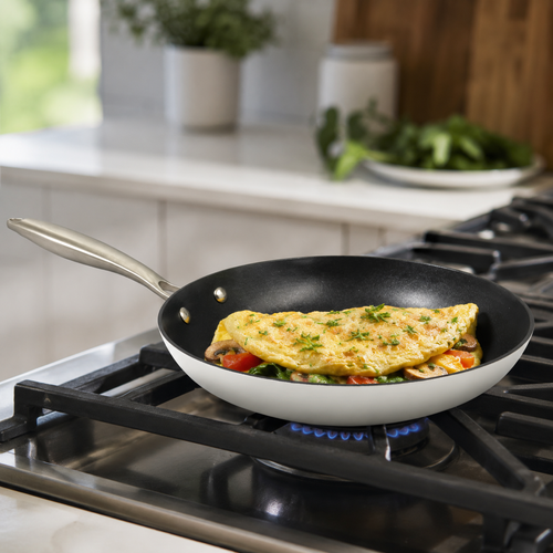 No. 8 Cast Iron Fry Pan - Nonstick Ceramic Interior - Bel Piatto