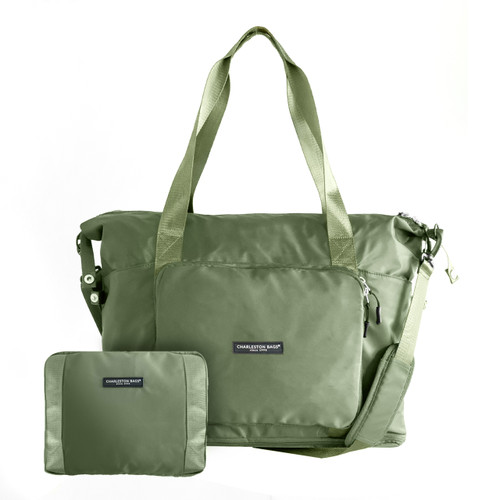 Overachiever Packable Zip Tote - Olive - NEW