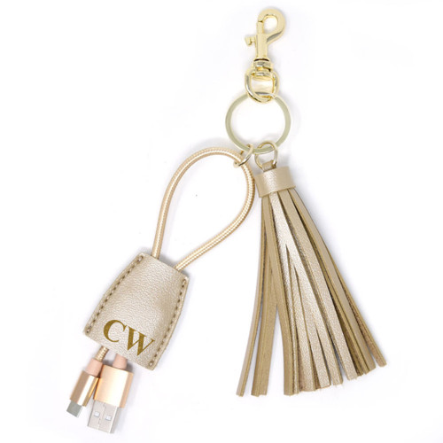 Goldstone Tassel Charging Key Chain- Stamped