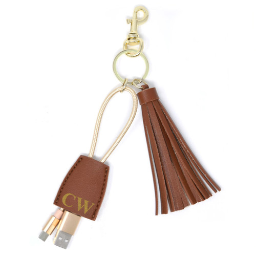 Tassel Charging Key Chain - Saddle - Stamped - NEW