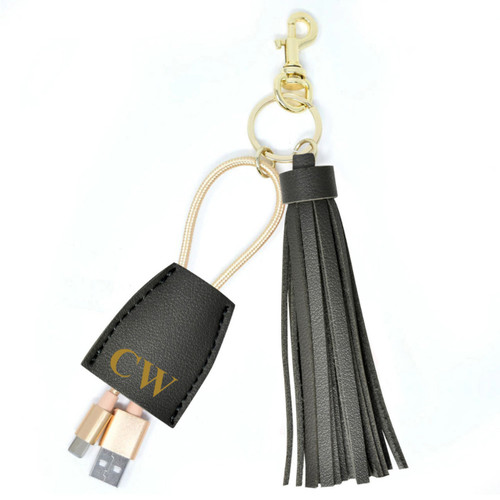 Dark Gray Tassel Charging Key Chain- Stamped