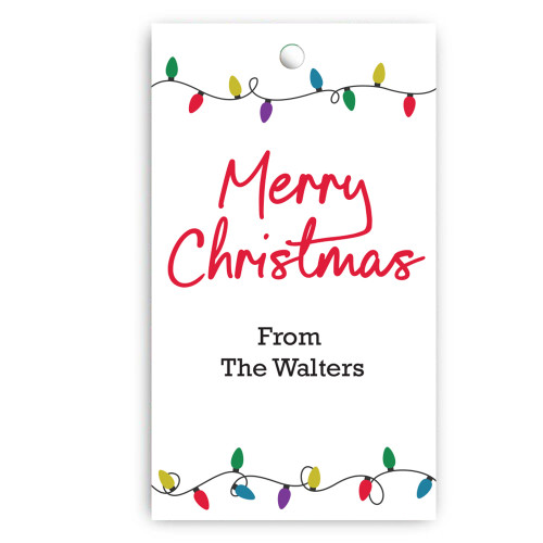 Merry Christmas Lights Personalized Gift Tag Set