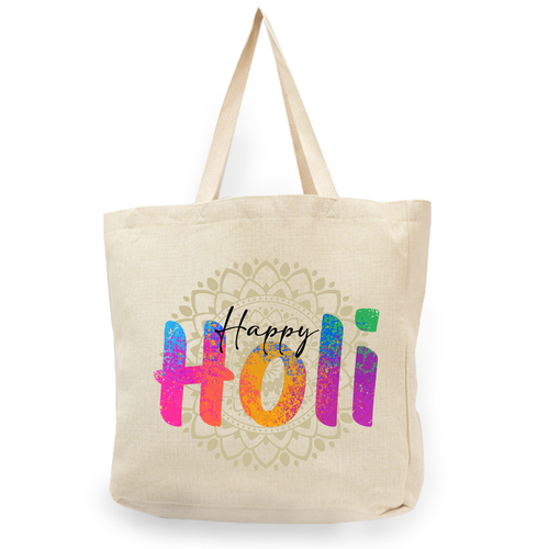Happy Holi Brush Lettering Shopper Tote