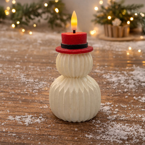 Accordion Snowman Flameless Candle