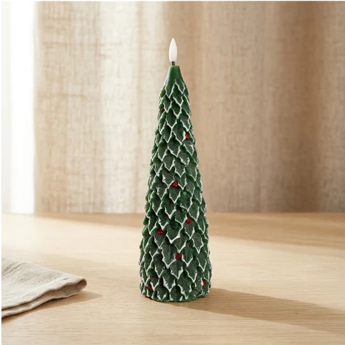 Frosted Holly Large Flameless Candle