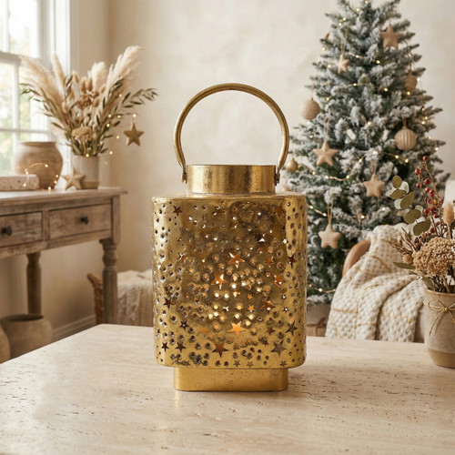 Gilded Starry Night Lantern Decor