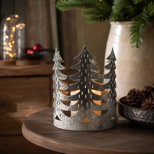 Silver Trees Laser-Cut Candle Holder