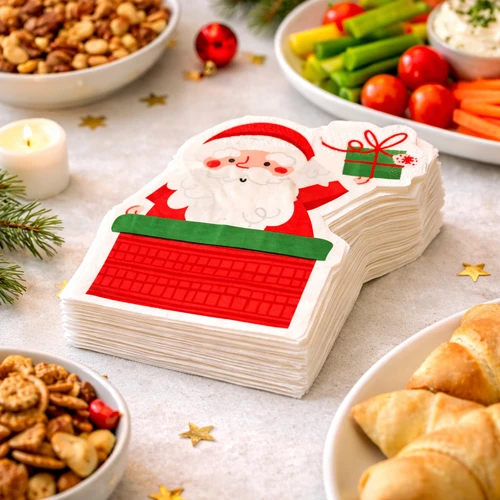 Jolly Santa Die-Cut Paper Napkins