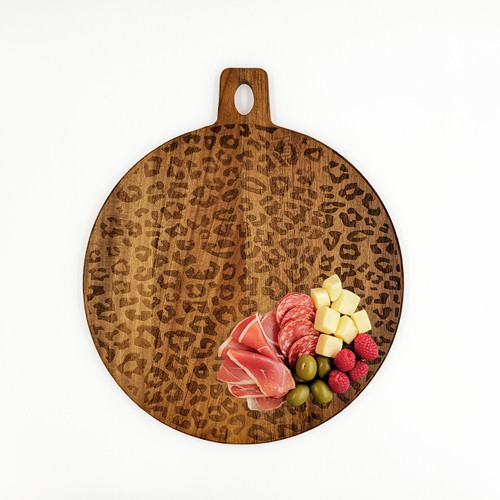 Cheetah Engraved Round Serving Board