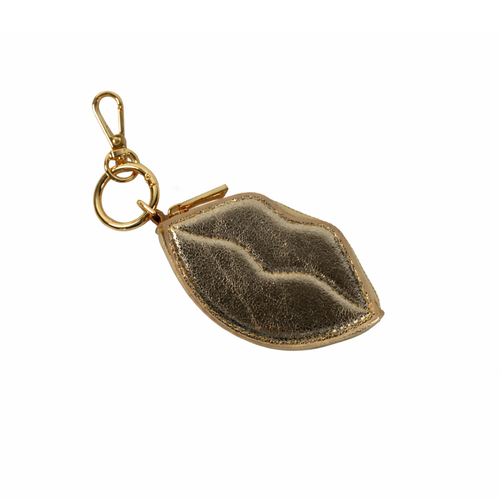 Metallic Lips Case Bag Charm - Gold - NEW