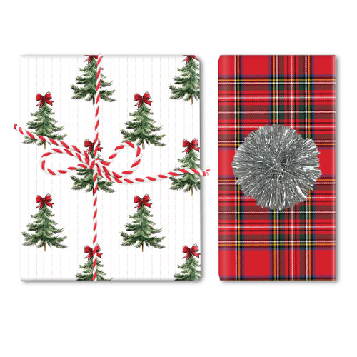 Watercolor Evergreens & Plaid Wrap - NEW