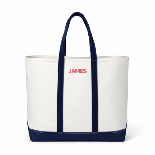 Stono Large Essentials Tote - White/Navy - Named - NEW