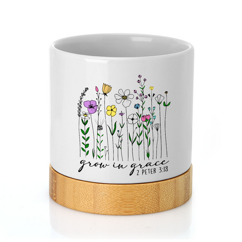 Grow In Grace Ceramic Container & Base