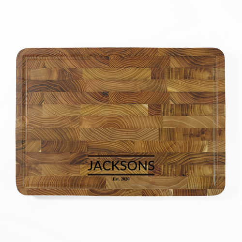 Teak End Grain Rectangular Board- Engraved Latolines - NEW