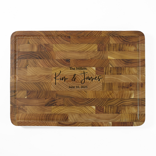 Teak End Grain Rectangular Board- Engraved Sentiment - NEW