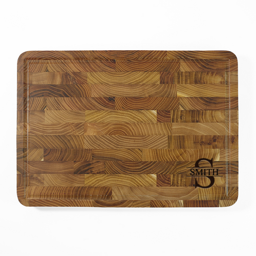 Teak End Grain Rectangular Board- Engraved Timeltrban - NEW