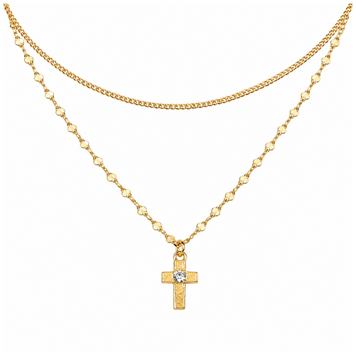Petite Pave Cross Necklace