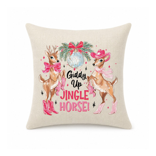 Jingle Horse Mini Pillow Cover - Natural