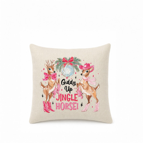 Jingle Horse Mini Pillow Cover - Natural