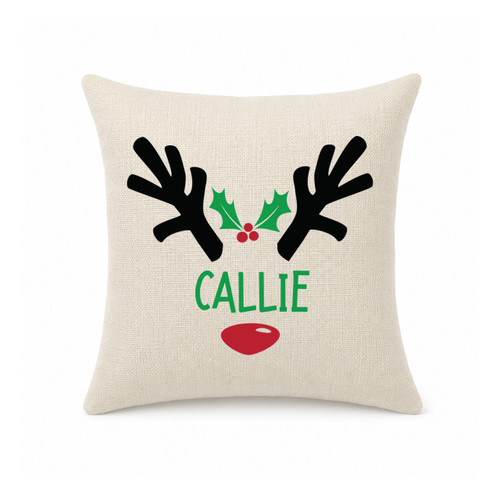 Holly Antlers Mini Pillow Cover - Natural