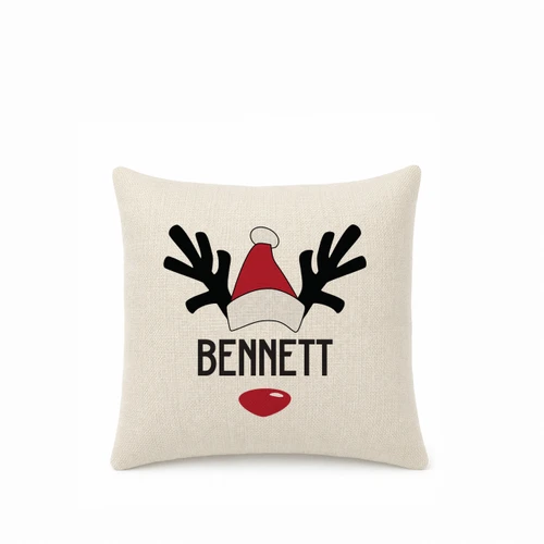 Santa Antlers Mini Pillow Cover - Natural