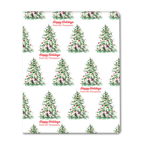 Festive Watercolor Trees Personalized Gift Wrap