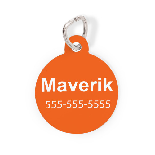 Orange Round Pet Tag-Solid Color