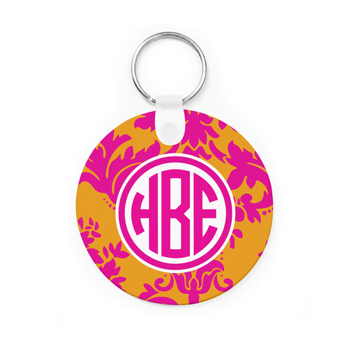 Orange Damask Key Chain
