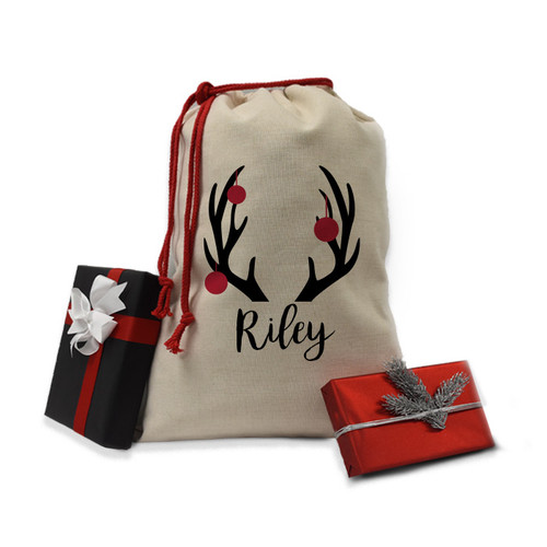 Antler Ornaments Drawstring Gift Sack