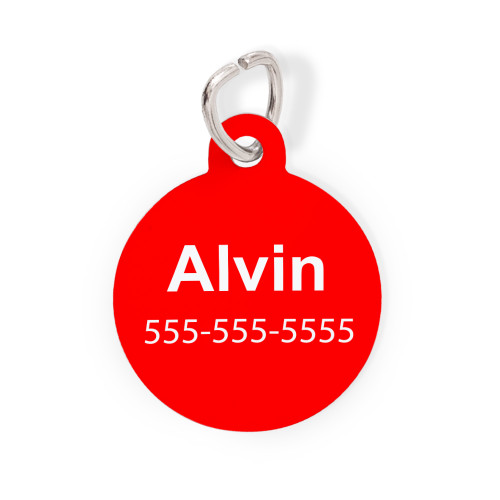 Red Round Pet Tag-Solid Color