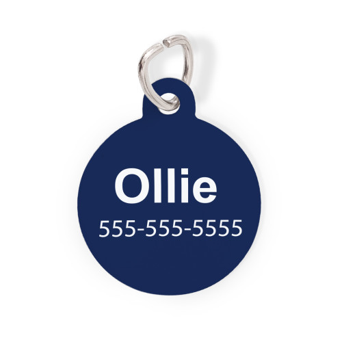 Navy Round Pet Tag-Solid Color