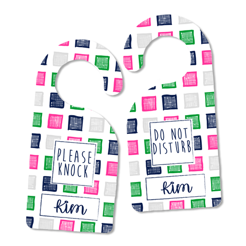 Razz Pink Cubes Door Hanger