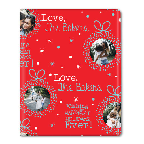 Dotted Frames Personalized Gift Wrap- Red