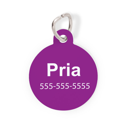 Purple Round Pet Tag-Solid Color