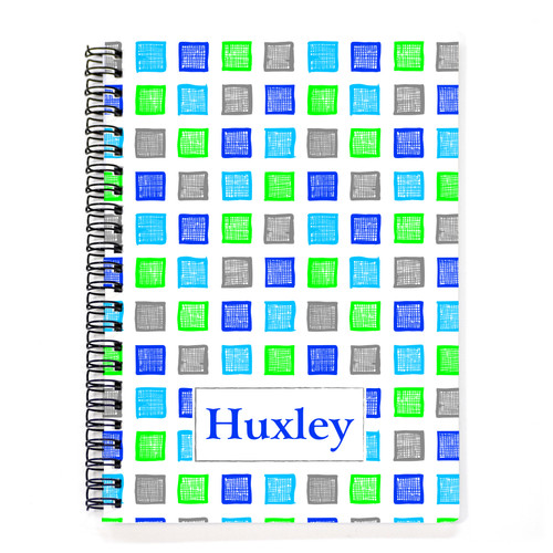 Med Blue Color Cubes Spiral Notebook