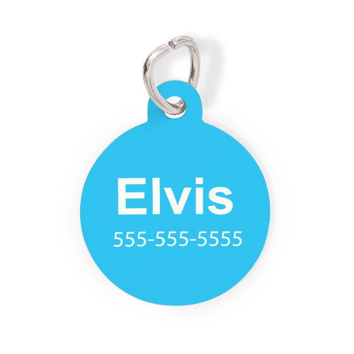 Bright Blue Round Pet Tag-Solid Color