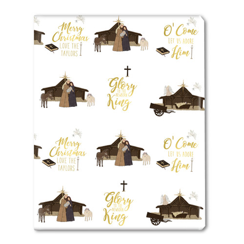 Watercolor Nativity Personalized Gift Wrap