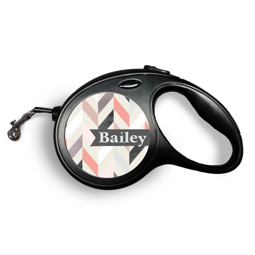 Coral Calico Herringbone Retractable Pet Leash