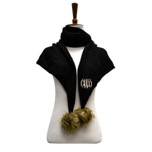 black pom pom scarf