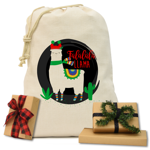 Falala Llama Natural Drawstring Gift Sack