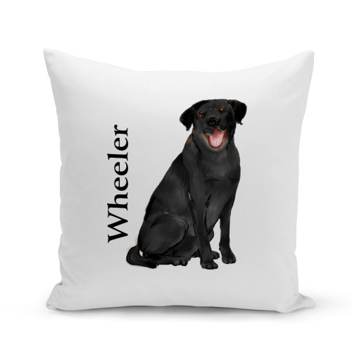Black Lab White Pillow Cover - Personalized