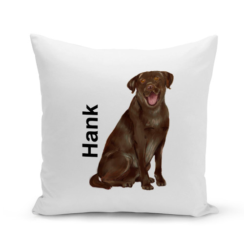 Chocolate Lab White Pillow Cover - Personalized