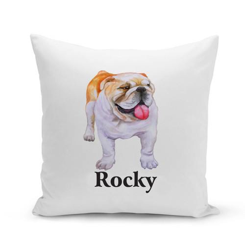English Bulldog White Pillow Cover - Personalized
