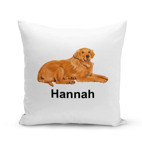 Golden Retriever White Pillow Cover - Personalized