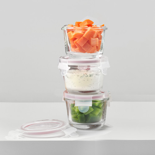 Round Glass Prep & Store Bowls with Snap Lids - Set of 3