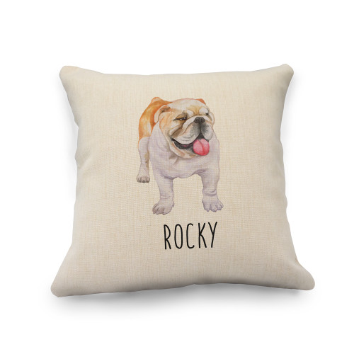 English Bulldog Natural Pillow Cover
